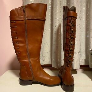 New! Gianni Bini Chain Embellished Riding Boots, 7.5 Wide Calf